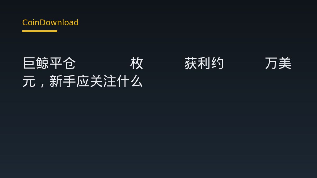 巨鲸平仓1425枚BTC获利约150万美元，新手应关注什么