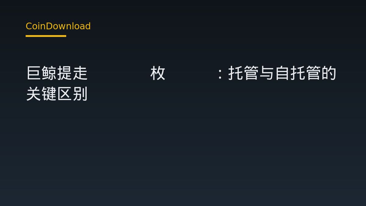 巨鲸提走2640枚ZEC：托管与自托管的关键区别