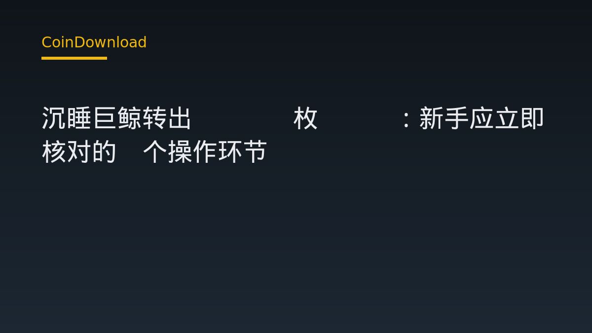 沉睡巨鲸转出4582枚BTC：新手应立即核对的6个操作环节