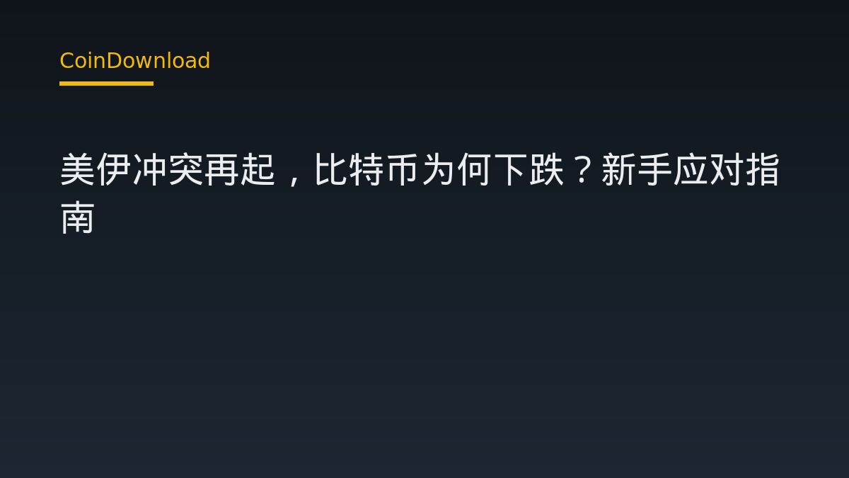 美伊冲突再起，比特币为何下跌？新手应对指南