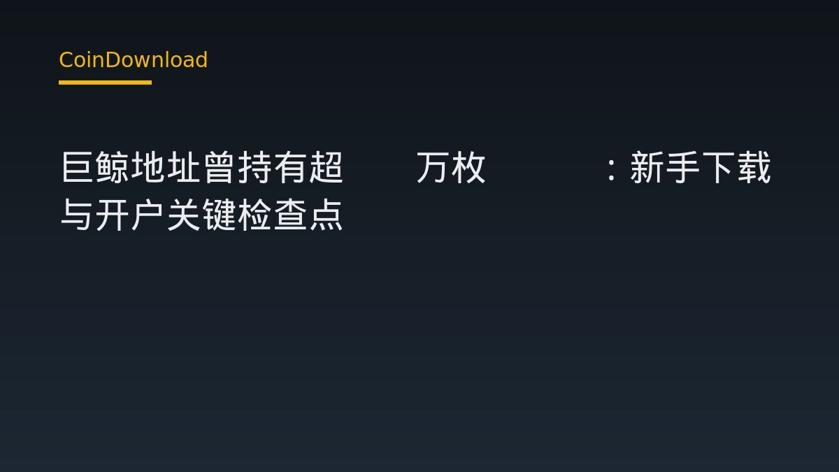 巨鲸地址曾持有超10万枚BTC：新手下载与开户关键检查点
